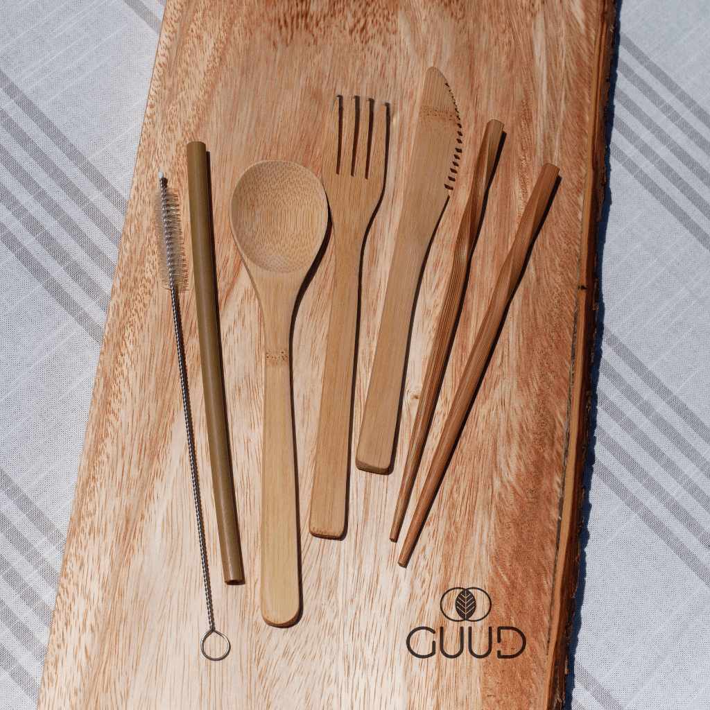 GUUD Brand 6 - piece Bamboo Cutlery Set and Travel Pouch - GUUD Products