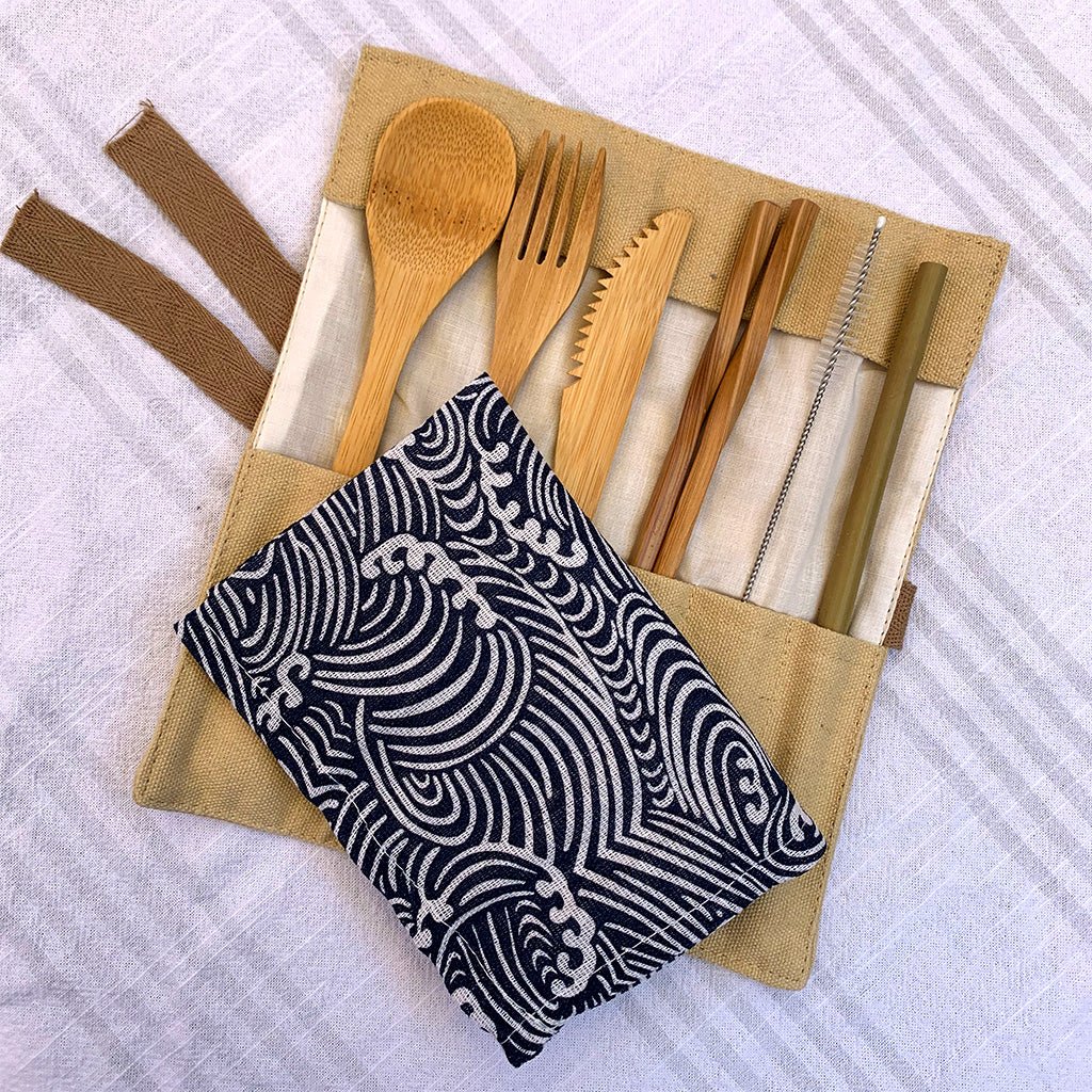 GUUD Brand 6 - piece Bamboo Cutlery Set with Cotton Wrap - GUUD Products