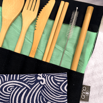 GUUD Brand 6 - piece Bamboo Cutlery Set with Cotton Wrap - GUUD Products