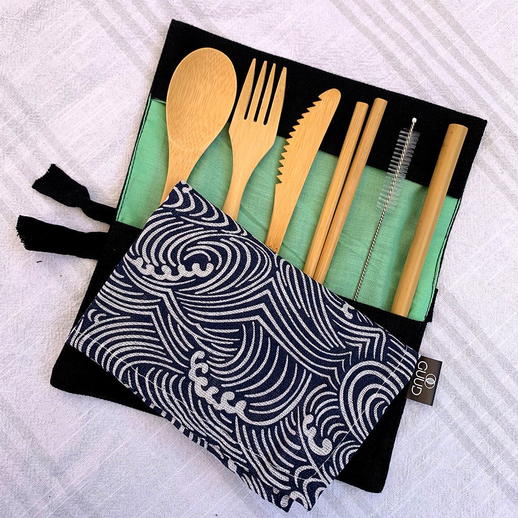 GUUD Brand 6 - piece Bamboo Cutlery Set with Cotton Wrap - GUUD Products