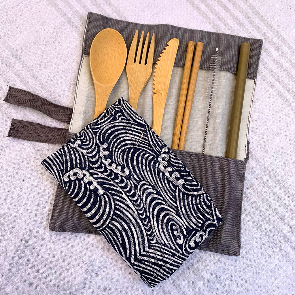 GUUD Brand 6 - piece Bamboo Cutlery Set with Cotton Wrap - GUUD Products