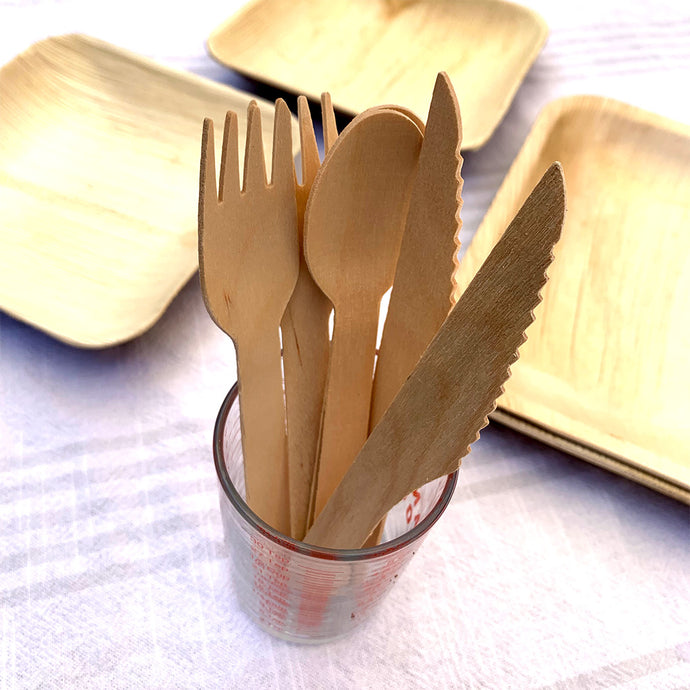 30 Pack Disposable Birch Cutlery