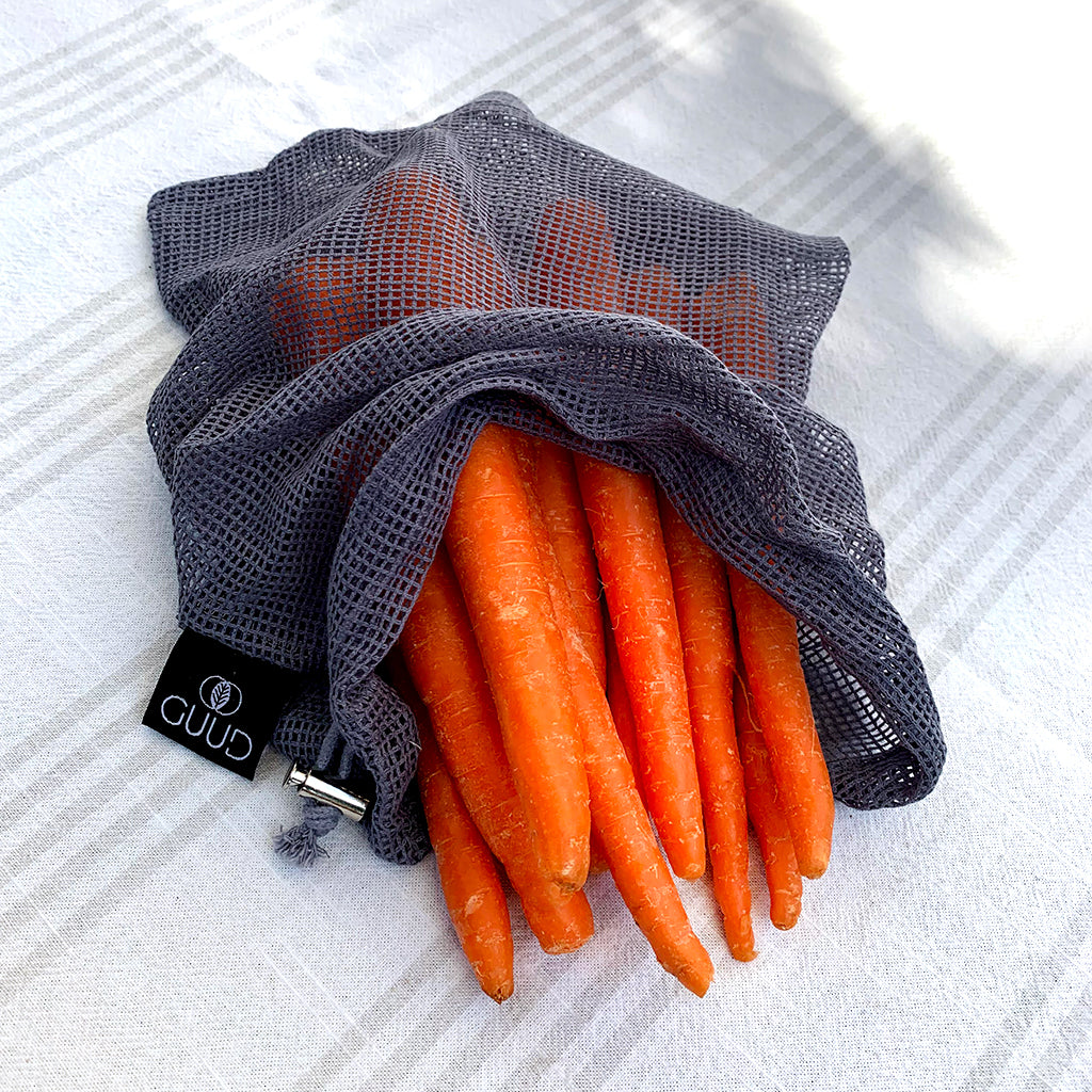 LARGE Gray 100% Cotton Mesh Produce Bags
