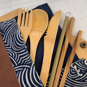 GUUD Brand 6-piece Bamboo Cutlery Set and Travel Pouch